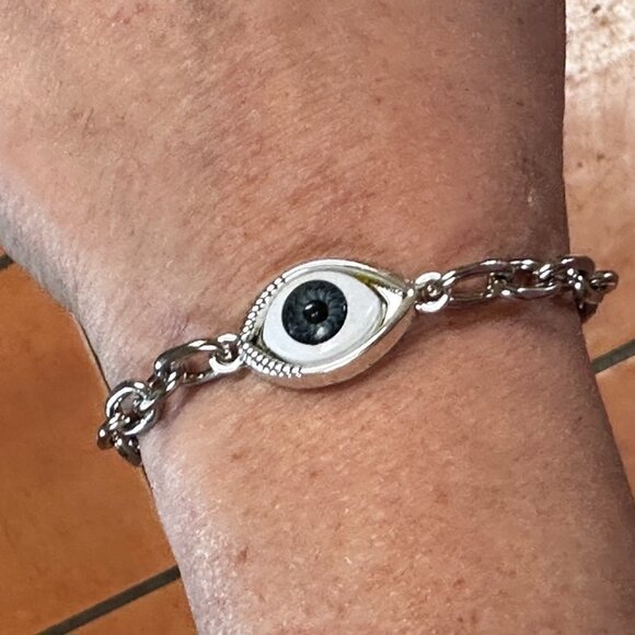 Eye Bracelet, Stainless Steel Evil Eye NWT Gift Unisex Silver Boho Bohemian - Picture 6 of 7